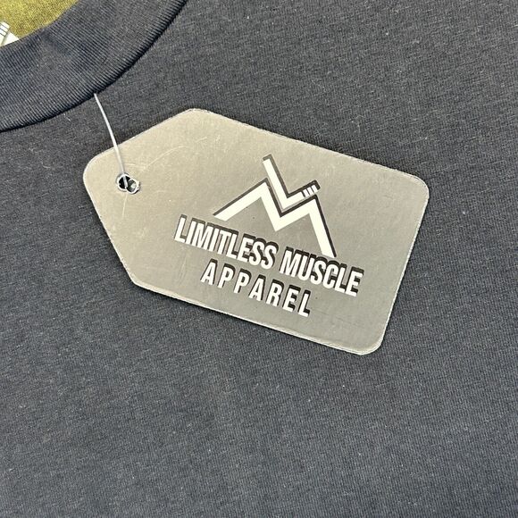 Limitless Muscle Apparel Tank Men's Large Sleeveless Shirt Black Camo Gym NEW - Picture 3 of 8